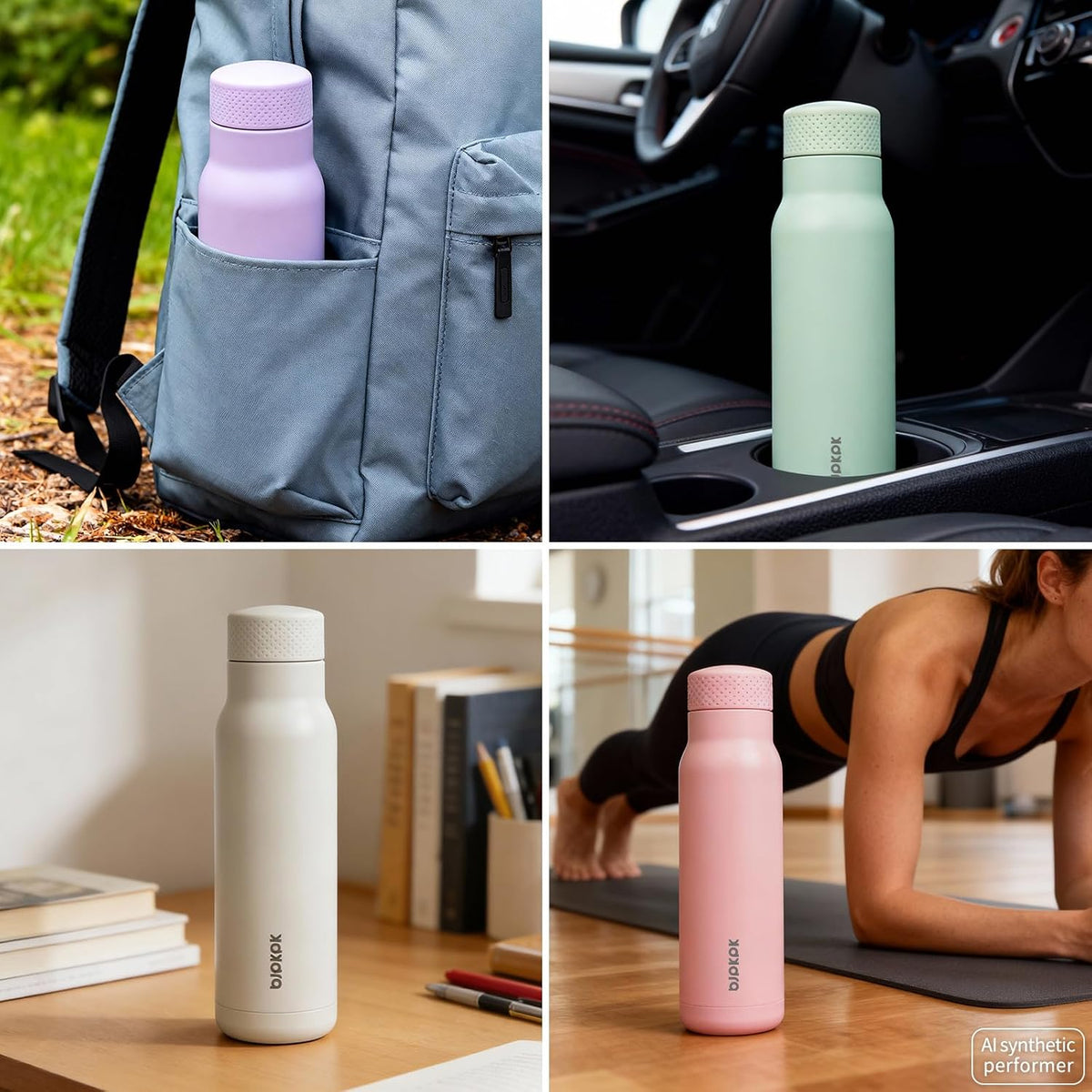 21 oz Insulated Water Bottle, Leakproof Stainless Steel Flask