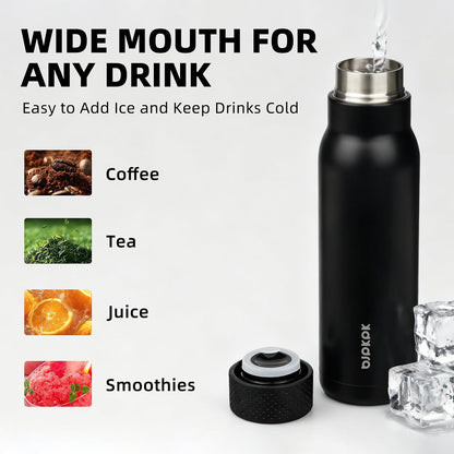 21 oz Insulated Water Bottle, Leakproof Stainless Steel Flask