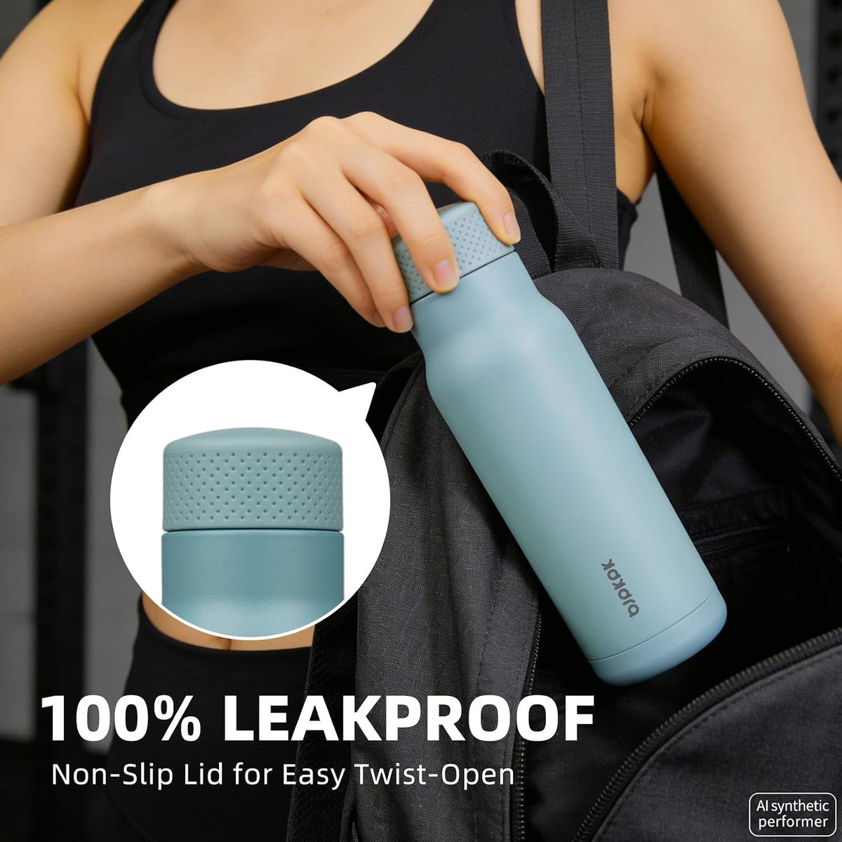 21 oz Insulated Water Bottle, Leakproof Stainless Steel Flask