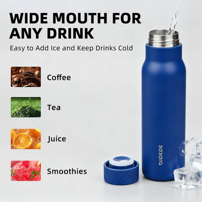 21 oz Insulated Water Bottle, Leakproof Stainless Steel Flask