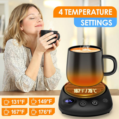 Coffee Mug Warmer-Fastest Heating & Highest Temperature, Coffee Cup Warmer for Desk Auto Shut Off, 4 Temp Settings & 1-12H Timer, Smart Electric Mug & Candle Warmer for Coffee, Tea (Black)