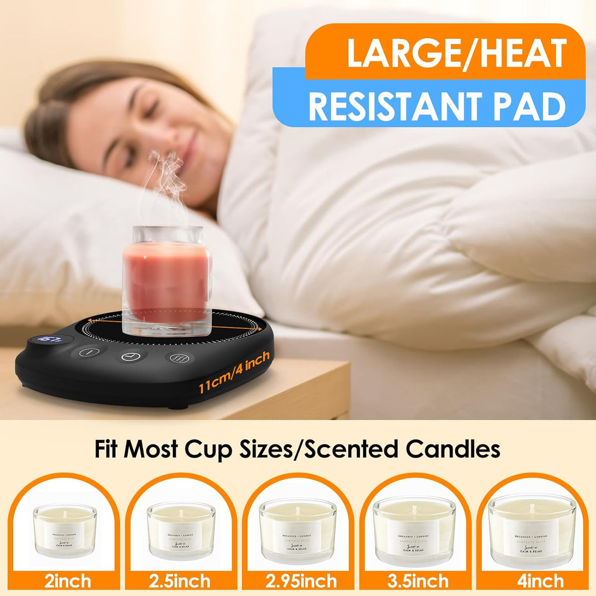 Coffee Mug Warmer-Fastest Heating & Highest Temperature, Coffee Cup Warmer for Desk Auto Shut Off, 4 Temp Settings & 1-12H Timer, Smart Electric Mug & Candle Warmer for Coffee, Tea (Black)