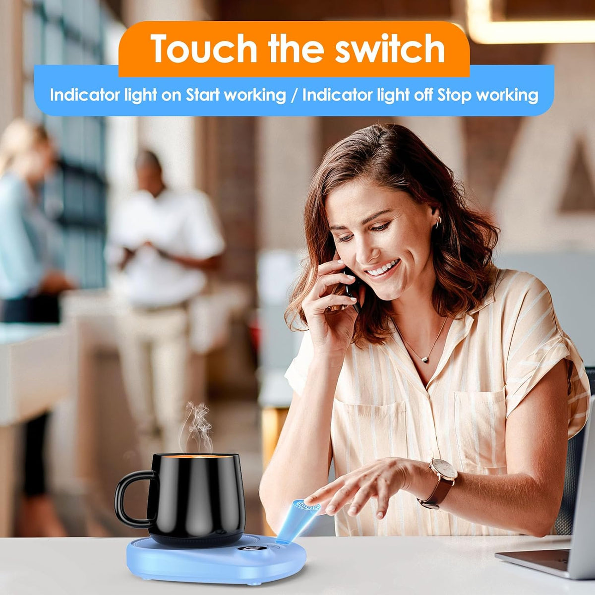 Coffee Mug Warmer-Fastest Heating & Highest Temperature, Coffee Cup Warmer for Desk Auto Shut Off, 4 Temp Settings & 1-12H Timer, Smart Electric Mug & Candle Warmer for Coffee, Tea (Black)