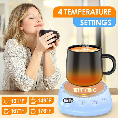 Coffee Mug Warmer-Fastest Heating & Highest Temperature, Coffee Cup Warmer for Desk Auto Shut Off, 4 Temp Settings & 1-12H Timer, Smart Electric Mug & Candle Warmer for Coffee, Tea (Black)