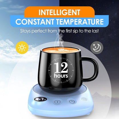 Coffee Mug Warmer-Fastest Heating & Highest Temperature, Coffee Cup Warmer for Desk Auto Shut Off, 4 Temp Settings & 1-12H Timer, Smart Electric Mug & Candle Warmer for Coffee, Tea (Black)