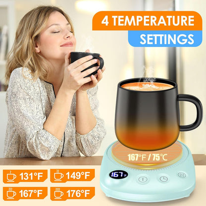 Coffee Mug Warmer-Fastest Heating & Highest Temperature, Coffee Cup Warmer for Desk Auto Shut Off, 4 Temp Settings & 1-12H Timer, Smart Electric Mug & Candle Warmer for Coffee, Tea (Black)