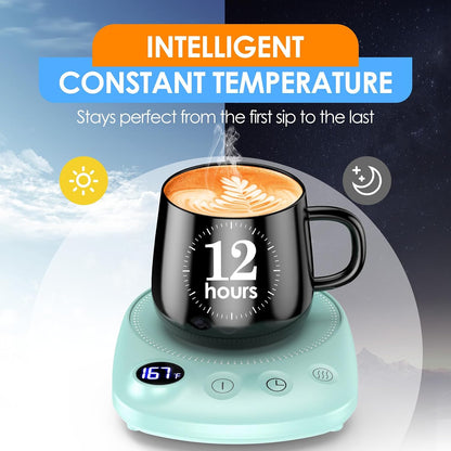 Coffee Mug Warmer-Fastest Heating & Highest Temperature, Coffee Cup Warmer for Desk Auto Shut Off, 4 Temp Settings & 1-12H Timer, Smart Electric Mug & Candle Warmer for Coffee, Tea (Black)