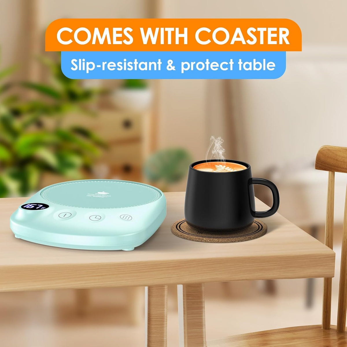 Coffee Mug Warmer-Fastest Heating & Highest Temperature, Coffee Cup Warmer for Desk Auto Shut Off, 4 Temp Settings & 1-12H Timer, Smart Electric Mug & Candle Warmer for Coffee, Tea (Black)