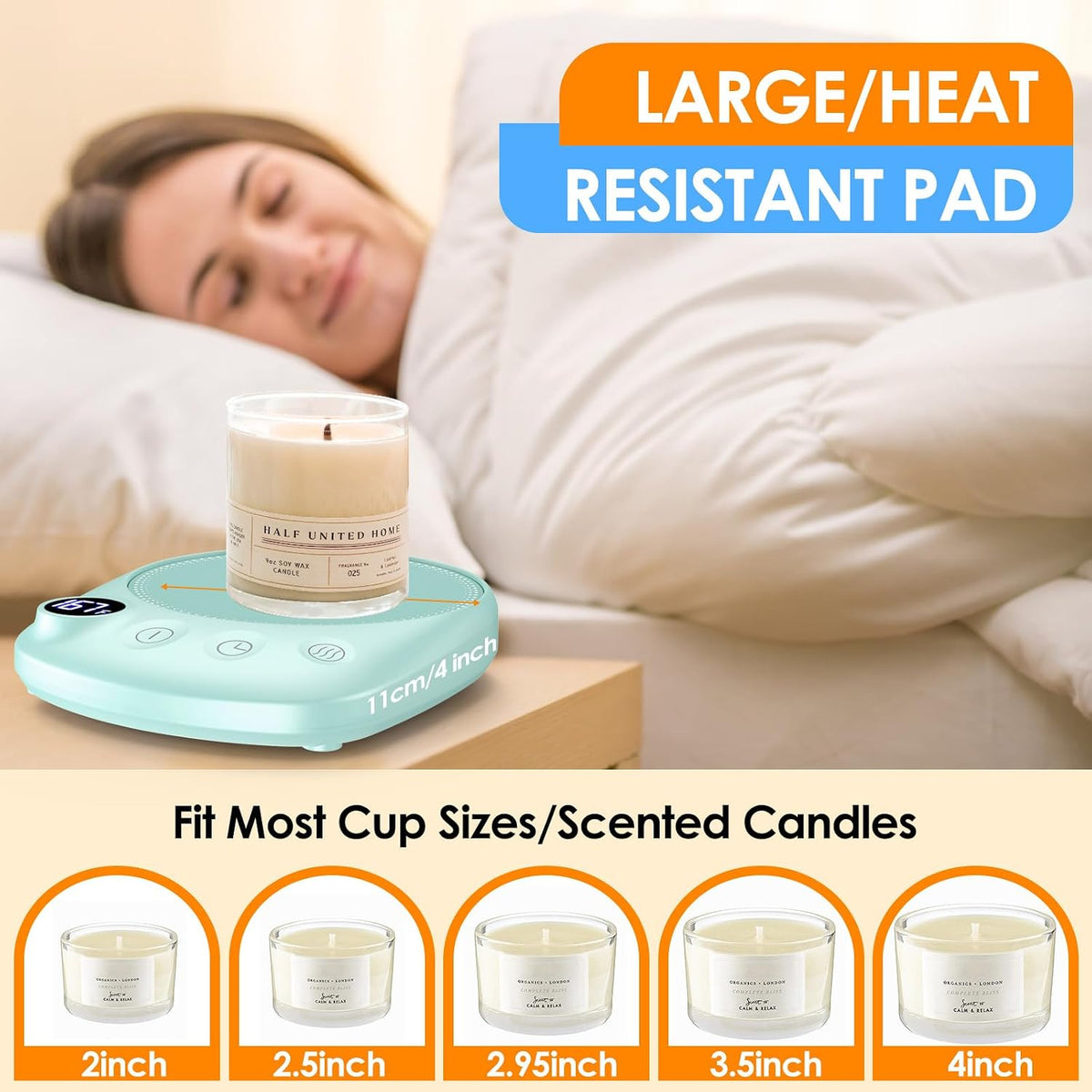 Coffee Mug Warmer-Fastest Heating & Highest Temperature, Coffee Cup Warmer for Desk Auto Shut Off, 4 Temp Settings & 1-12H Timer, Smart Electric Mug & Candle Warmer for Coffee, Tea (Black)
