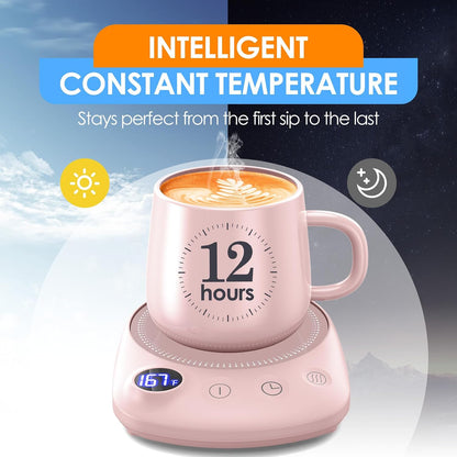 Coffee Mug Warmer-Fastest Heating & Highest Temperature, Coffee Cup Warmer for Desk Auto Shut Off, 4 Temp Settings & 1-12H Timer, Smart Electric Mug & Candle Warmer for Coffee, Tea (Black)