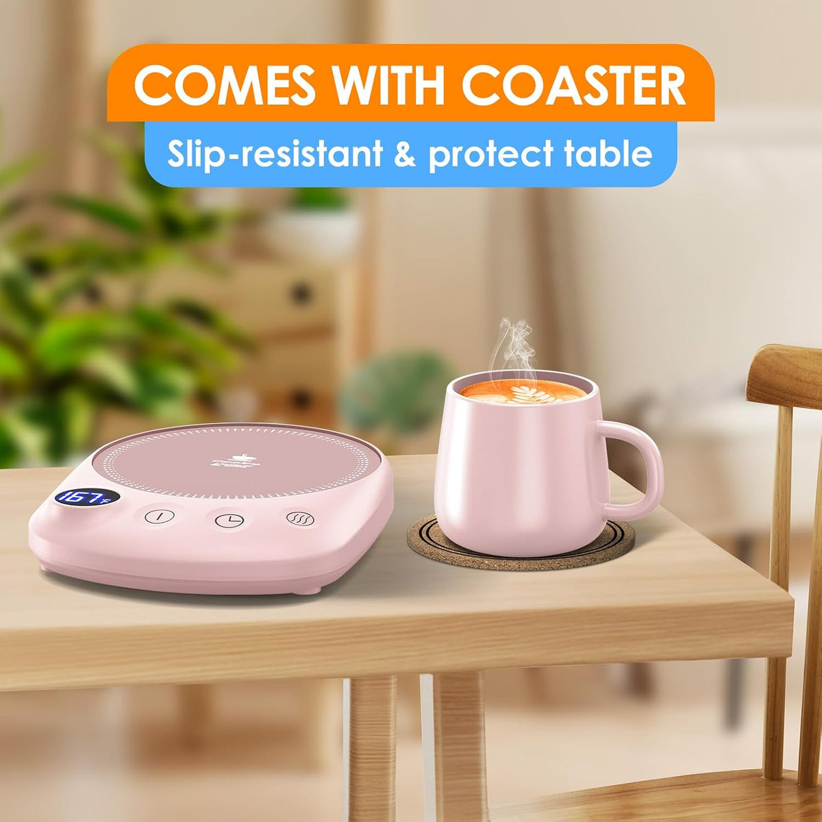 Coffee Mug Warmer-Fastest Heating & Highest Temperature, Coffee Cup Warmer for Desk Auto Shut Off, 4 Temp Settings & 1-12H Timer, Smart Electric Mug & Candle Warmer for Coffee, Tea (Black)