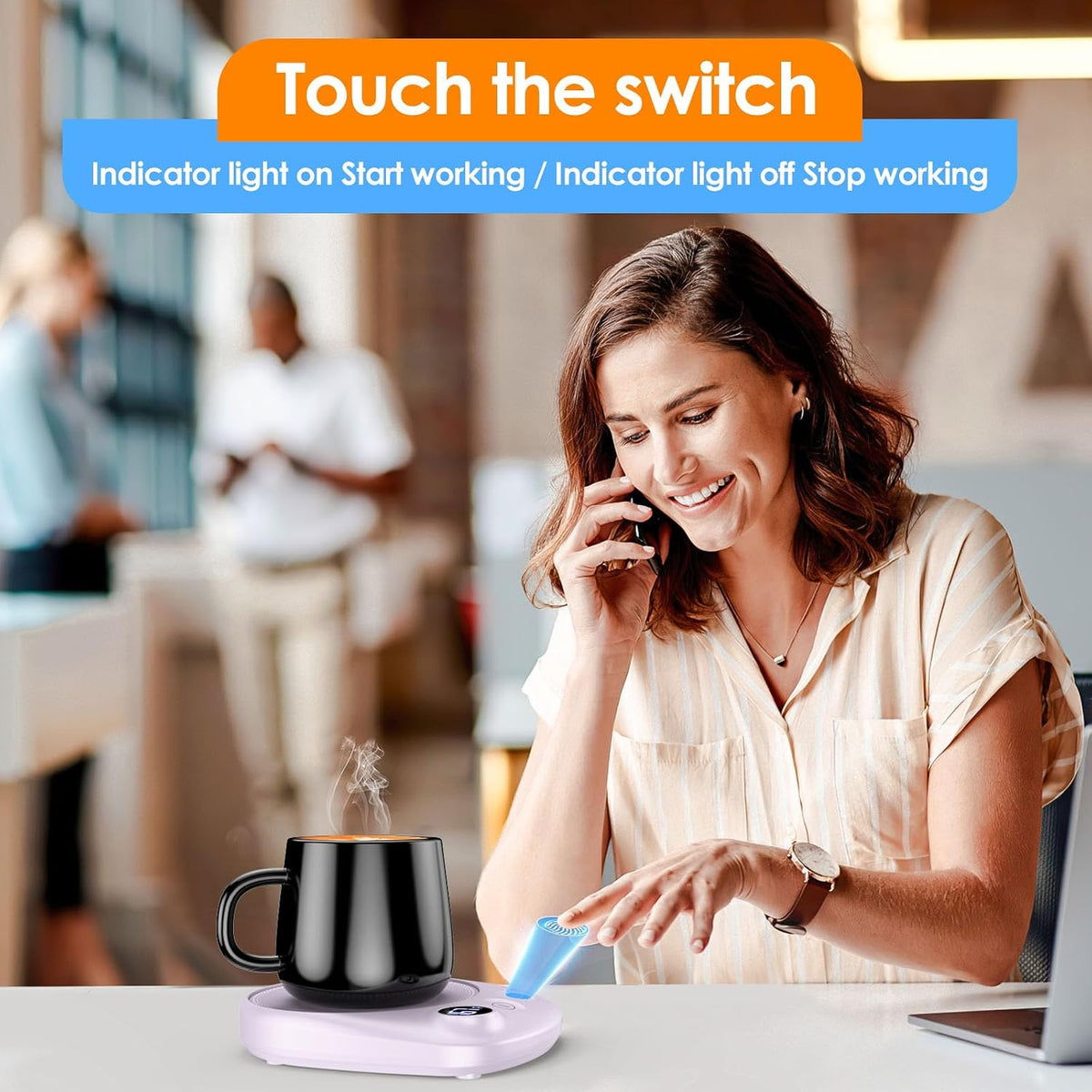 Coffee Mug Warmer-Fastest Heating & Highest Temperature, Coffee Cup Warmer for Desk Auto Shut Off, 4 Temp Settings & 1-12H Timer, Smart Electric Mug & Candle Warmer for Coffee, Tea (Black)