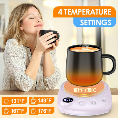 Coffee Mug Warmer-Fastest Heating & Highest Temperature, Coffee Cup Warmer for Desk Auto Shut Off, 4 Temp Settings & 1-12H Timer, Smart Electric Mug & Candle Warmer for Coffee, Tea (Black)