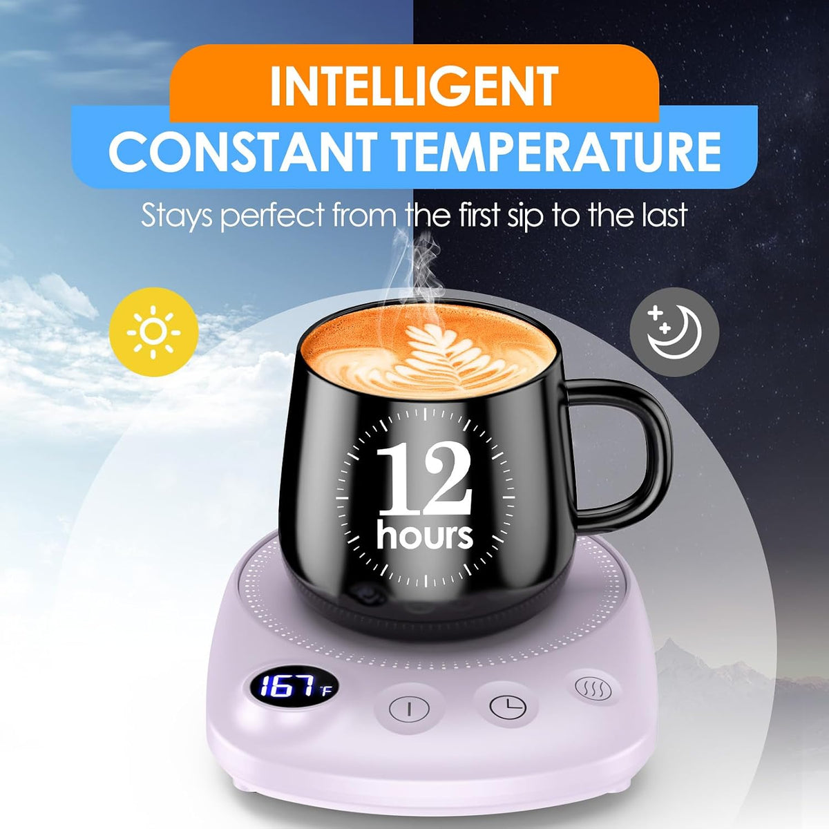 Coffee Mug Warmer-Fastest Heating & Highest Temperature, Coffee Cup Warmer for Desk Auto Shut Off, 4 Temp Settings & 1-12H Timer, Smart Electric Mug & Candle Warmer for Coffee, Tea (Black)