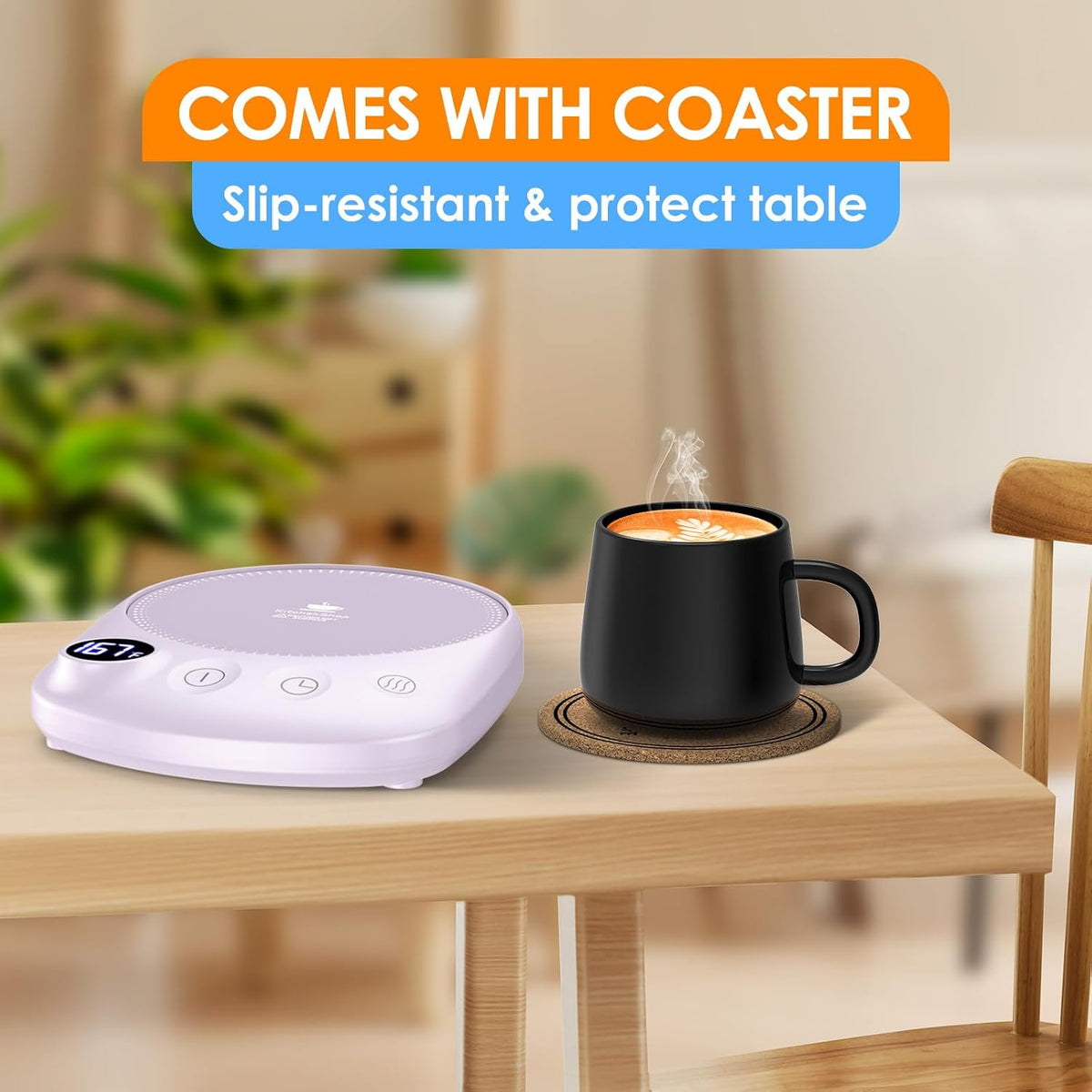 Coffee Mug Warmer-Fastest Heating & Highest Temperature, Coffee Cup Warmer for Desk Auto Shut Off, 4 Temp Settings & 1-12H Timer, Smart Electric Mug & Candle Warmer for Coffee, Tea (Black)