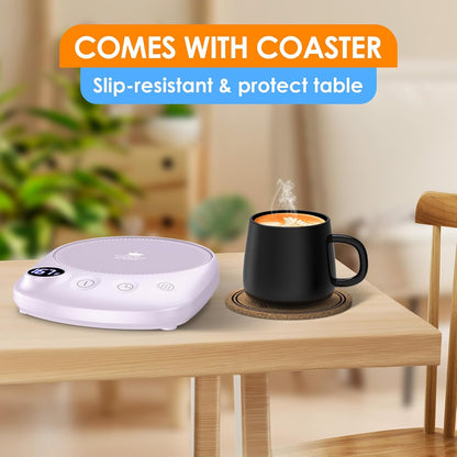 Coffee Mug Warmer-Fastest Heating & Highest Temperature, Coffee Cup Warmer for Desk Auto Shut Off, 4 Temp Settings & 1-12H Timer, Smart Electric Mug & Candle Warmer for Coffee, Tea (Black)