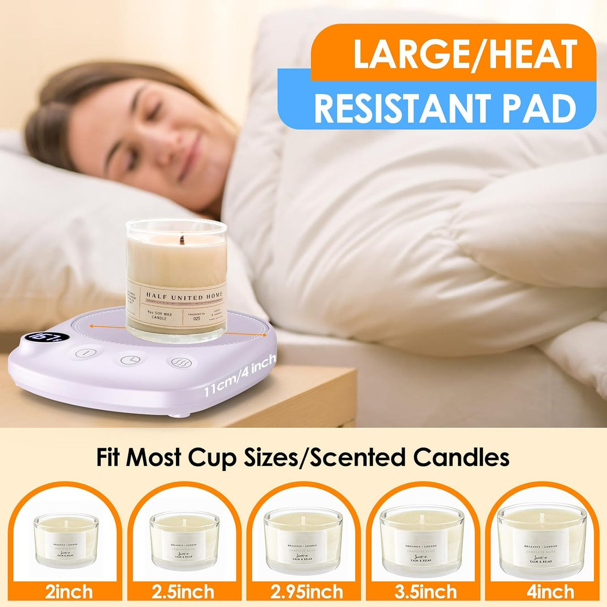 Coffee Mug Warmer-Fastest Heating & Highest Temperature, Coffee Cup Warmer for Desk Auto Shut Off, 4 Temp Settings & 1-12H Timer, Smart Electric Mug & Candle Warmer for Coffee, Tea (Black)
