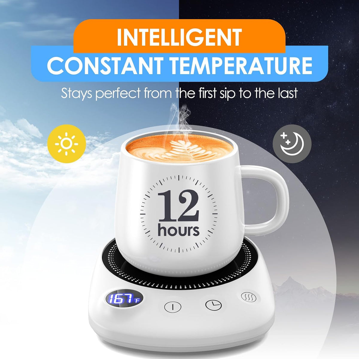 Coffee Mug Warmer-Fastest Heating & Highest Temperature, Coffee Cup Warmer for Desk Auto Shut Off, 4 Temp Settings & 1-12H Timer, Smart Electric Mug & Candle Warmer for Coffee, Tea (Black)