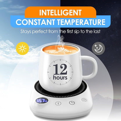 Coffee Mug Warmer-Fastest Heating & Highest Temperature, Coffee Cup Warmer for Desk Auto Shut Off, 4 Temp Settings & 1-12H Timer, Smart Electric Mug & Candle Warmer for Coffee, Tea (Black)