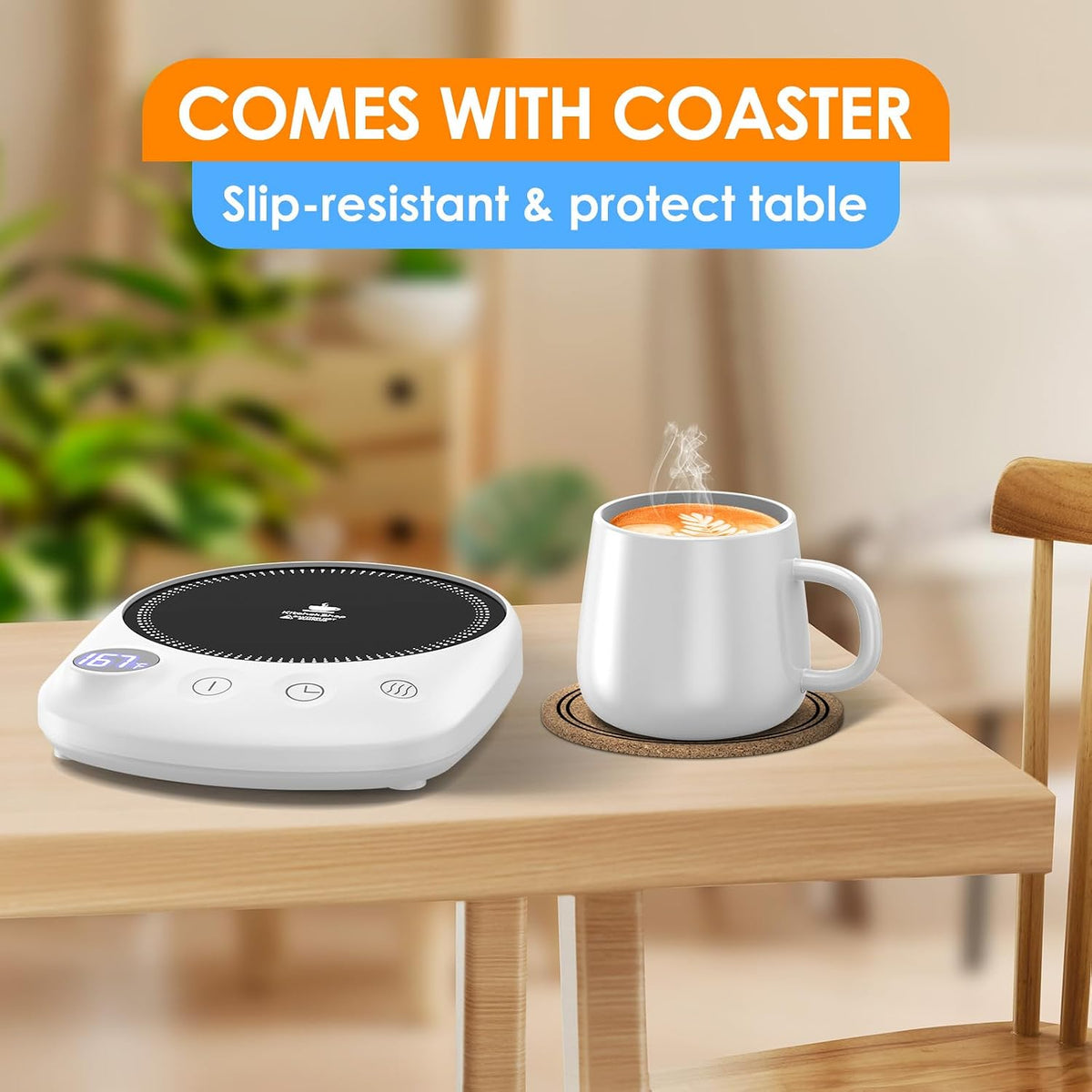 Coffee Mug Warmer-Fastest Heating & Highest Temperature, Coffee Cup Warmer for Desk Auto Shut Off, 4 Temp Settings & 1-12H Timer, Smart Electric Mug & Candle Warmer for Coffee, Tea (Black)
