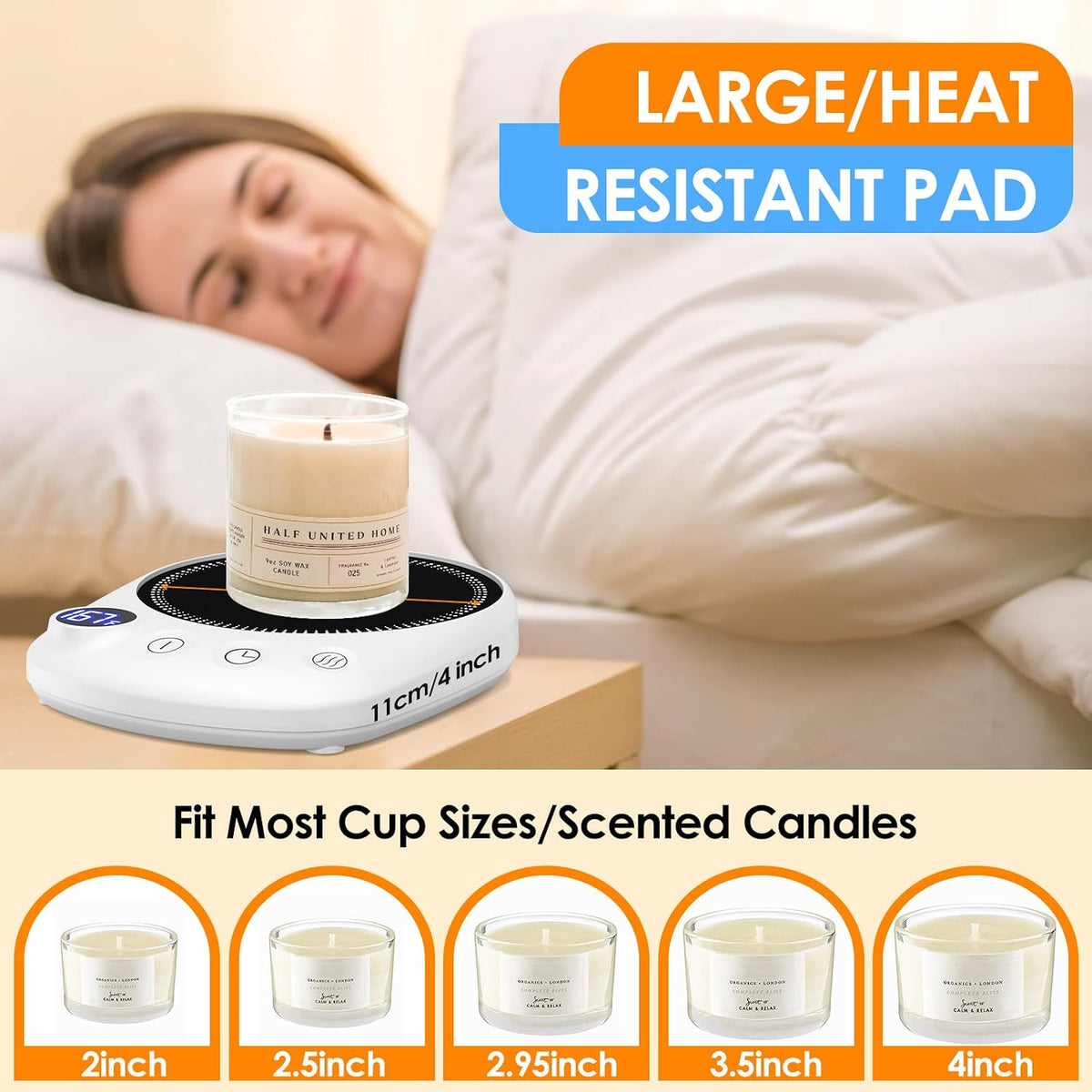 Coffee Mug Warmer-Fastest Heating & Highest Temperature, Coffee Cup Warmer for Desk Auto Shut Off, 4 Temp Settings & 1-12H Timer, Smart Electric Mug & Candle Warmer for Coffee, Tea (Black)