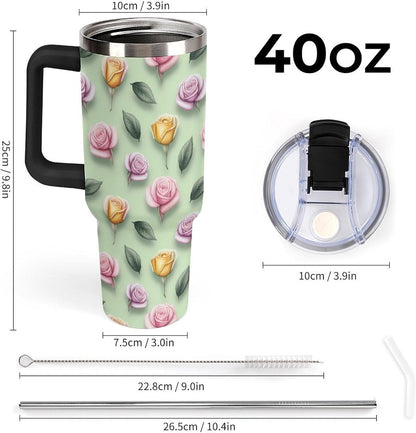 Leakproof Car Cup Vacuum Sealed With Lid For Office Crystal Clear Blue Water Ripple Print Drinkware Light Rose Red-style-5 - Colors D