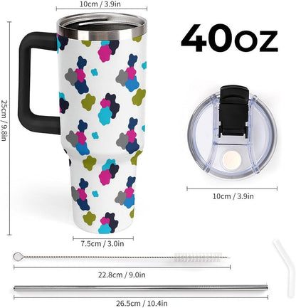 Leakproof Car Cup Vacuum Sealed With Lid For Office Crystal Clear Blue Water Ripple Print Drinkware Light Rose Red-style-5 - Colors D