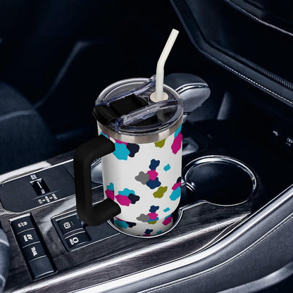 Leakproof Car Cup Vacuum Sealed With Lid For Office Crystal Clear Blue Water Ripple Print Drinkware Light Rose Red-style-5 - Colors D