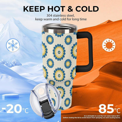 Leakproof Car Cup Vacuum Sealed With Lid For Office Crystal Clear Blue Water Ripple Print Drinkware Light Rose Red-style-5 - Colors D