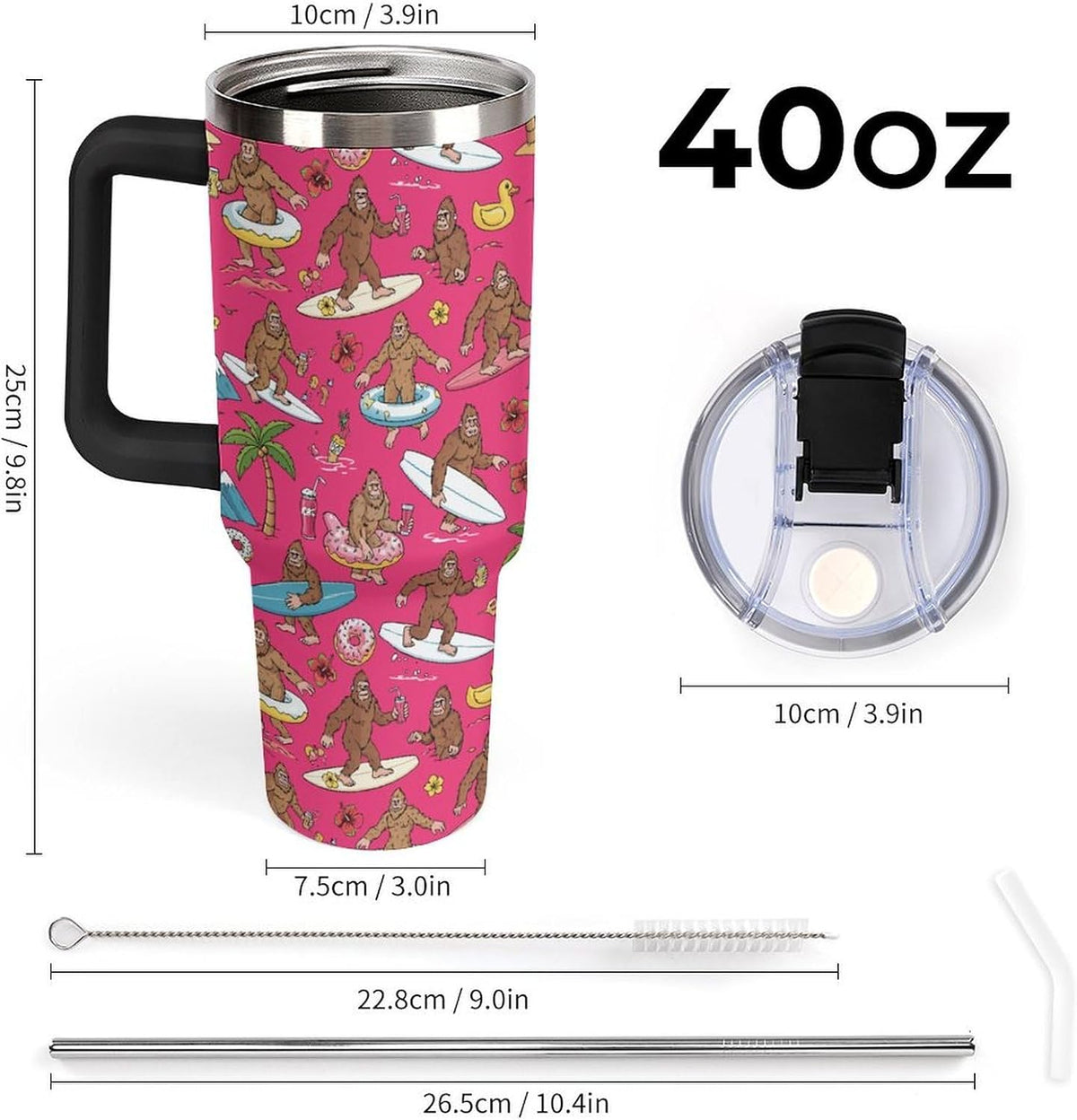 Leakproof Car Cup Vacuum Sealed With Lid For Office Crystal Clear Blue Water Ripple Print Drinkware Light Rose Red-style-5 - Colors D