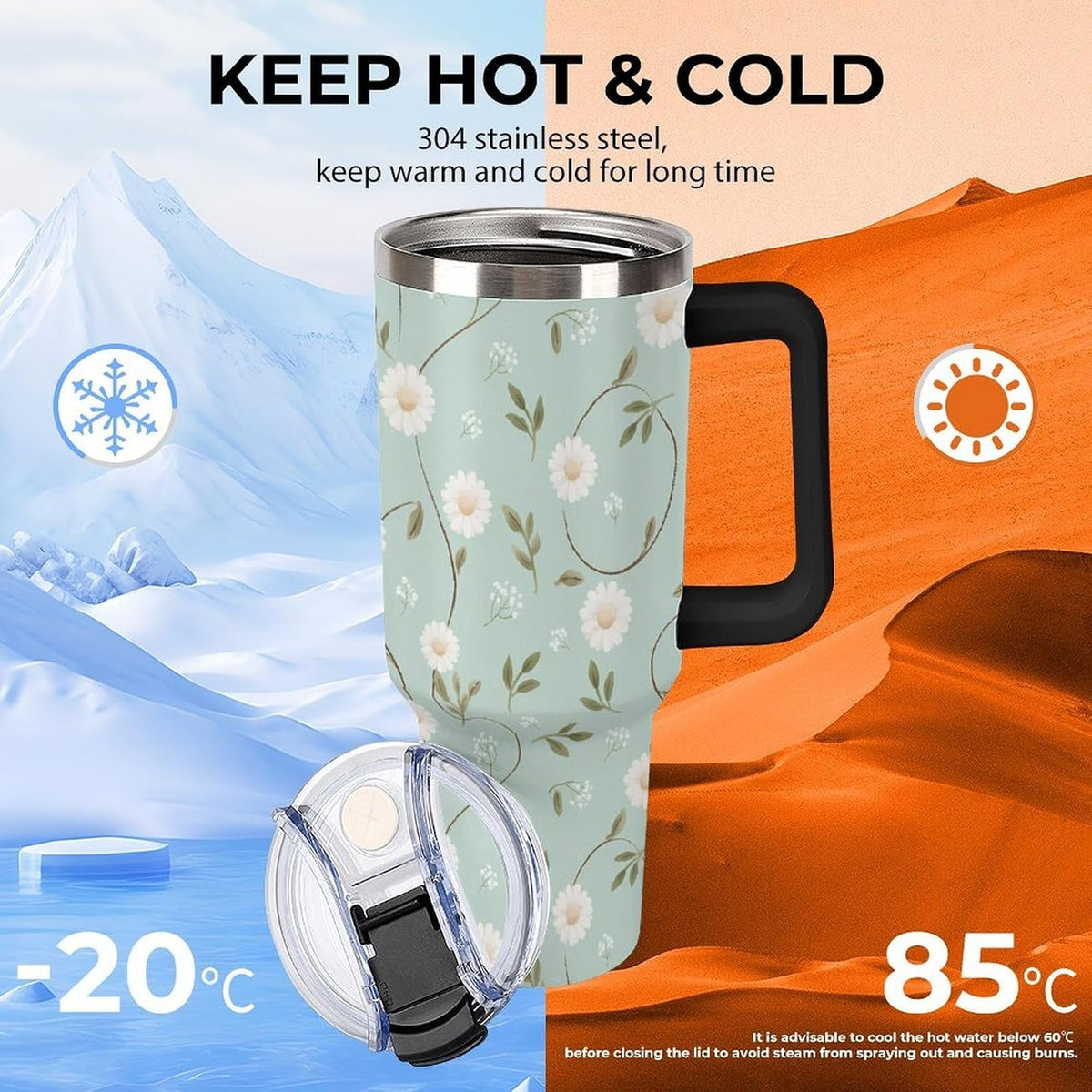 Leakproof Car Cup Vacuum Sealed With Lid For Office Crystal Clear Blue Water Ripple Print Drinkware Light Rose Red-style-5 - Colors D