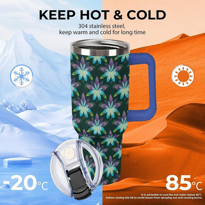 Leakproof Car Cup Vacuum Sealed With Lid For Office Crystal Clear Blue Water Ripple Print Drinkware Light Rose Red-style-5 - Colors D