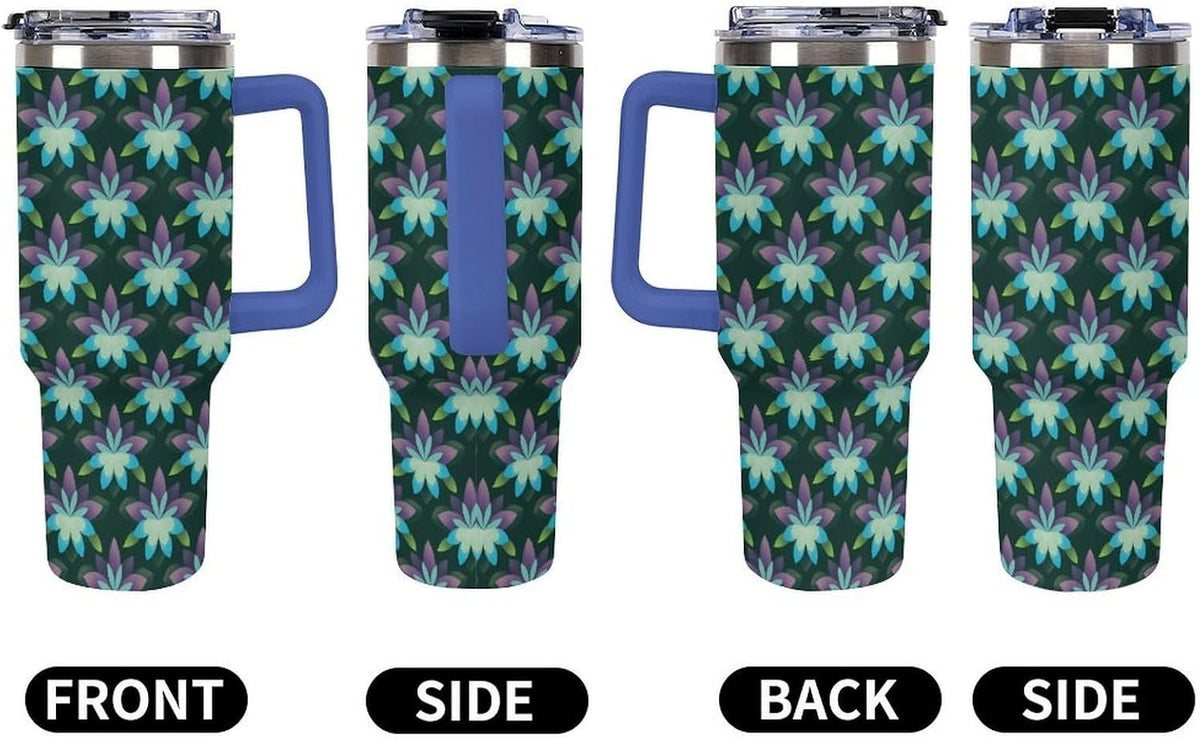 Leakproof Car Cup Vacuum Sealed With Lid For Office Crystal Clear Blue Water Ripple Print Drinkware Light Rose Red-style-5 - Colors D