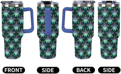 Leakproof Car Cup Vacuum Sealed With Lid For Office Crystal Clear Blue Water Ripple Print Drinkware Light Rose Red-style-5 - Colors D