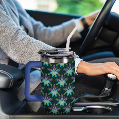 Leakproof Car Cup Vacuum Sealed With Lid For Office Crystal Clear Blue Water Ripple Print Drinkware Light Rose Red-style-5 - Colors D