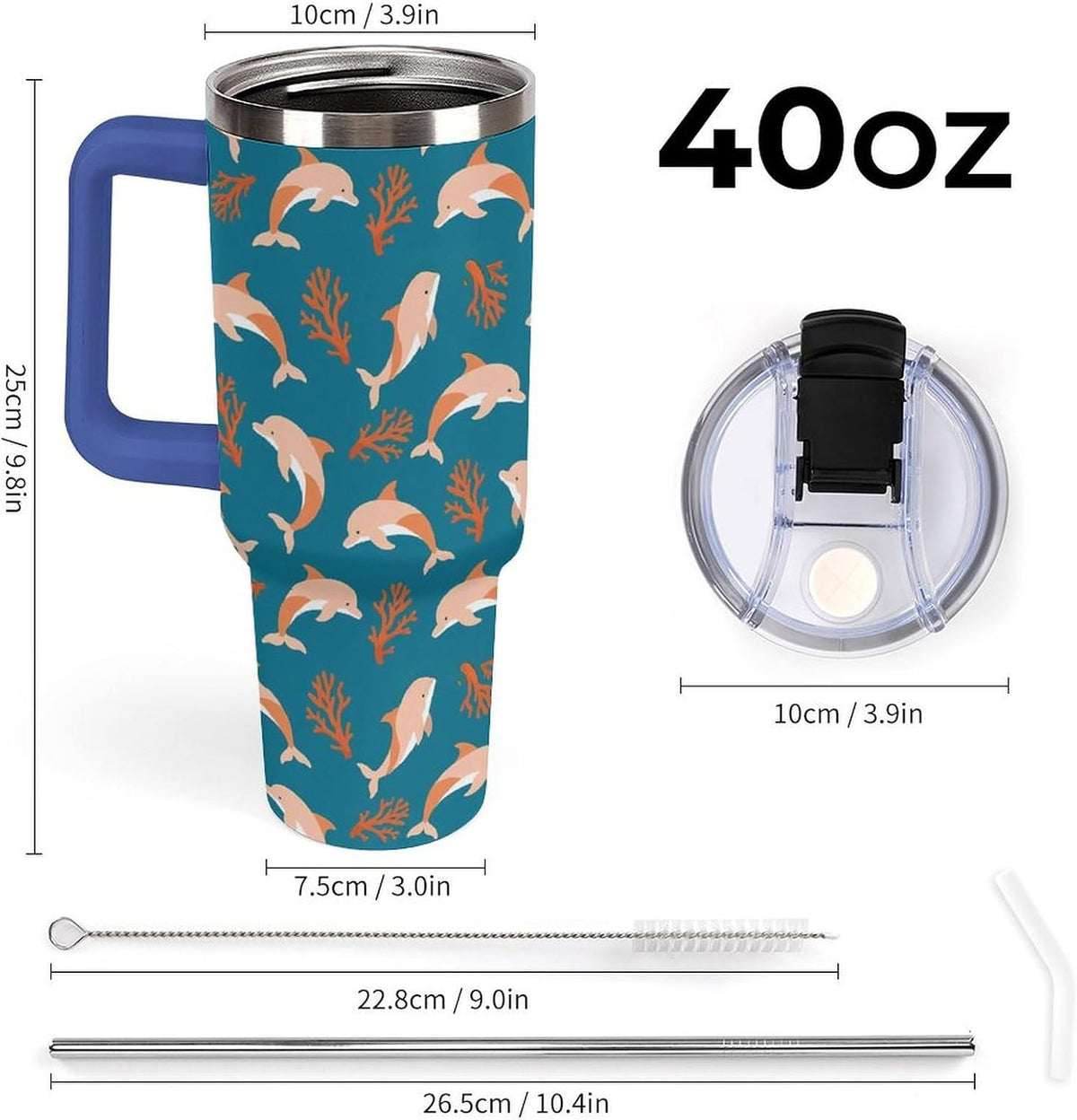 Leakproof Car Cup Vacuum Sealed With Lid For Office Crystal Clear Blue Water Ripple Print Drinkware Light Rose Red-style-5 - Colors D