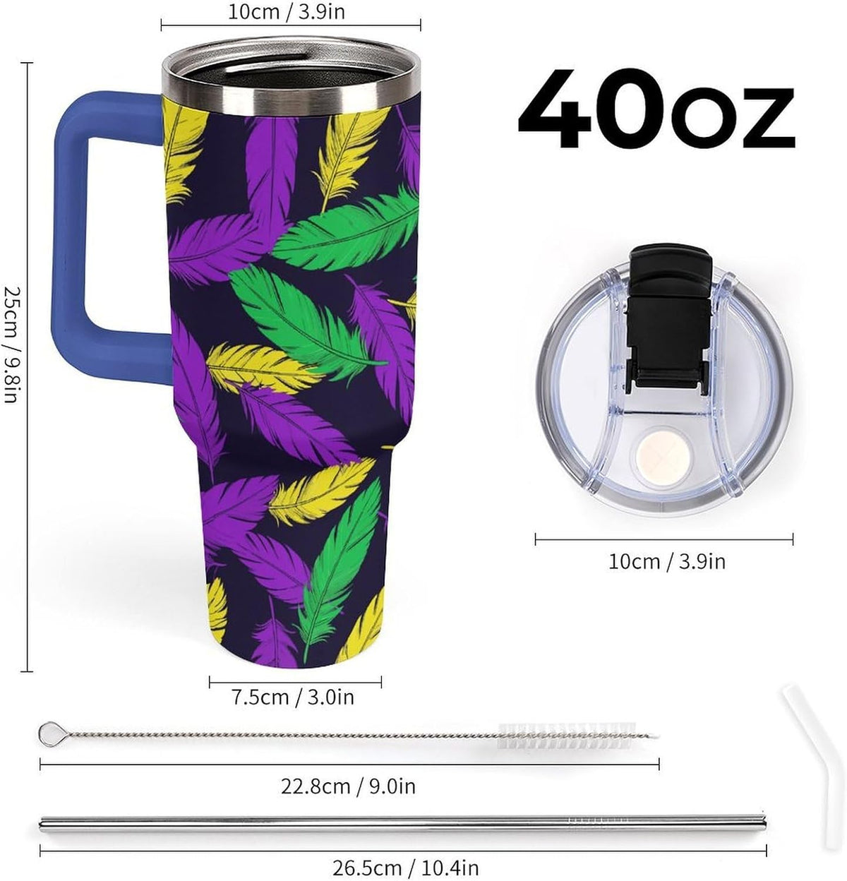 Leakproof Car Cup Vacuum Sealed With Lid For Office Crystal Clear Blue Water Ripple Print Drinkware Light Rose Red-style-5 - Colors D