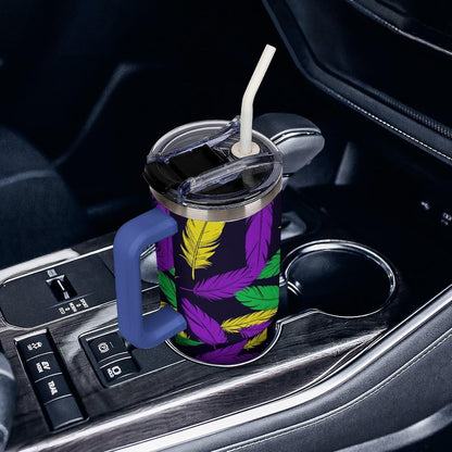 Leakproof Car Cup Vacuum Sealed With Lid For Office Crystal Clear Blue Water Ripple Print Drinkware Light Rose Red-style-5 - Colors D