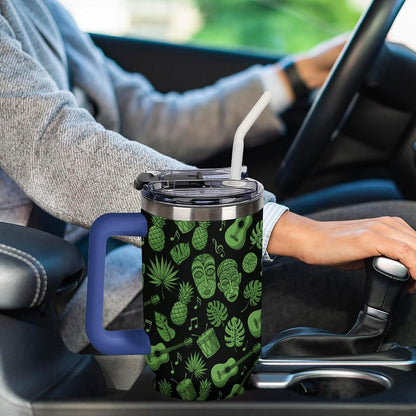 Leakproof Car Cup Vacuum Sealed With Lid For Office Crystal Clear Blue Water Ripple Print Drinkware Light Rose Red-style-5 - Colors D
