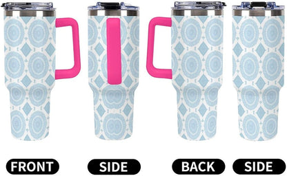 Leakproof Car Cup Vacuum Sealed With Lid For Office Crystal Clear Blue Water Ripple Print Drinkware Light Rose Red-style-5 - Colors D