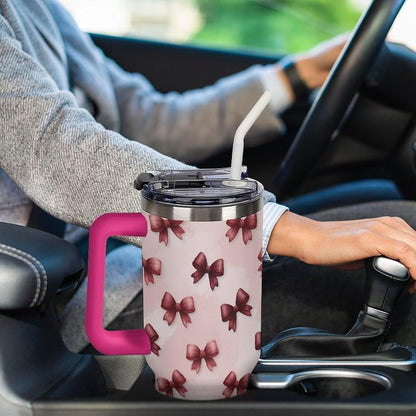 Leakproof Car Cup Vacuum Sealed With Lid For Office Crystal Clear Blue Water Ripple Print Drinkware Light Rose Red-style-5 - Colors D