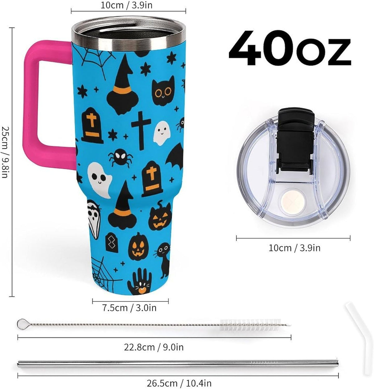 Leakproof Car Cup Vacuum Sealed With Lid For Office Crystal Clear Blue Water Ripple Print Drinkware Light Rose Red-style-5 - Colors D