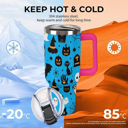 Leakproof Car Cup Vacuum Sealed With Lid For Office Crystal Clear Blue Water Ripple Print Drinkware Light Rose Red-style-5 - Colors D