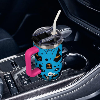 Leakproof Car Cup Vacuum Sealed With Lid For Office Crystal Clear Blue Water Ripple Print Drinkware Light Rose Red-style-5 - Colors D