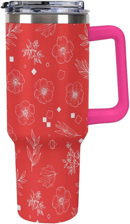 Leakproof Car Cup Vacuum Sealed With Lid For Office Crystal Clear Blue Water Ripple Print Drinkware Light Rose Red-style-5 - Colors D