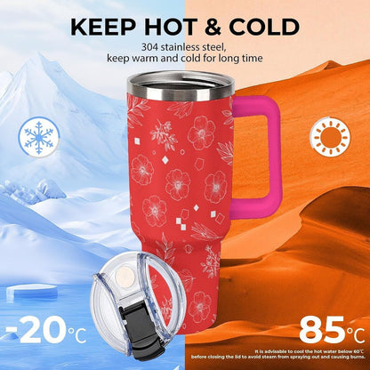 Leakproof Car Cup Vacuum Sealed With Lid For Office Crystal Clear Blue Water Ripple Print Drinkware Light Rose Red-style-5 - Colors D