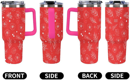 Leakproof Car Cup Vacuum Sealed With Lid For Office Crystal Clear Blue Water Ripple Print Drinkware Light Rose Red-style-5 - Colors D