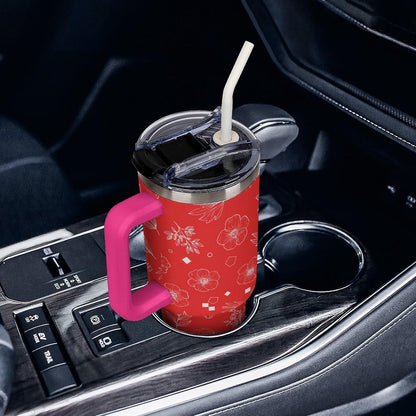 Leakproof Car Cup Vacuum Sealed With Lid For Office Crystal Clear Blue Water Ripple Print Drinkware Light Rose Red-style-5 - Colors D