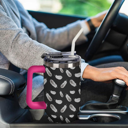 Leakproof Car Cup Vacuum Sealed With Lid For Office Crystal Clear Blue Water Ripple Print Drinkware Light Rose Red-style-5 - Colors D