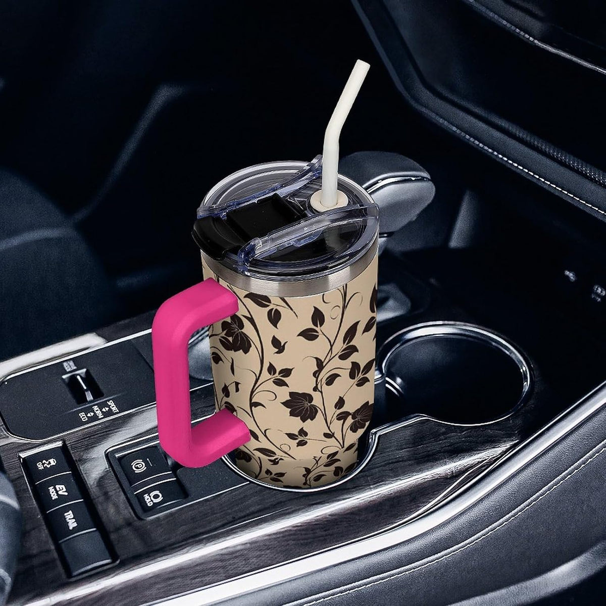 Leakproof Car Cup Vacuum Sealed With Lid For Office Crystal Clear Blue Water Ripple Print Drinkware Light Rose Red-style-5 - Colors D